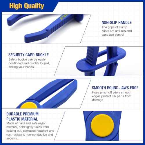 6pcs Hose Pinch Clamp Pliers Set, Brake Line Hose Clamps Pliers Set, Fuel Line Disconnect Tool for Flexible Hoses Gas Lines Radiator Hoses with Oxford Tool Bag