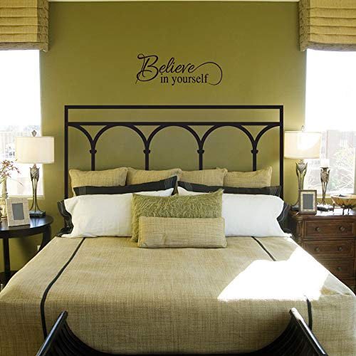 Believe in Yourself Vinyl Wall Decal Inspirational Wall Phrase Positive Motto Handwriting Art Letters Home Decor