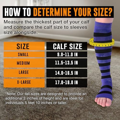 Doc Miller Compression Socks for Pregnant Women – Wide Calf, Open Toe Knee Sleeve 15-20 mmHG,Toeless Pregnancy Stockings for Varicose Veins, Footless Shin Splint Relief, 1 Pair