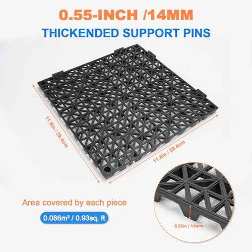 Modular Interlocking Drainage Tiles, 12 Pcs 11.6" x 11.6" Non-Slip Splicing Drainage Mats with Holes, Soft PVC Floor Cushion for Restroom, Bathroom, Kitchen, Deck, Pool, Patio, Balcony, Yard