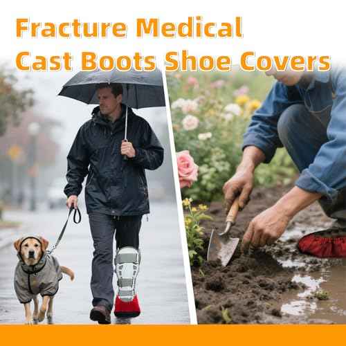 Air Cam Walking Boot Covers 2 pcs, Fracture Medical Cast Boots Shoe Covers for Broken Foot Ankle Recovery With Waterproof Anti-slip and Washable (Medium)