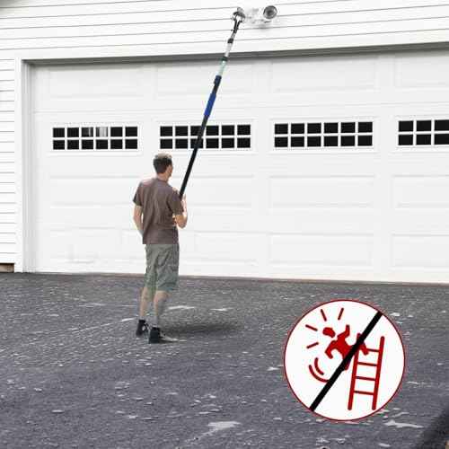 28FT Reach Light Bulb Changer for High Ceilings with Pole, 5-20FT Light Bulb Extension Pole Changer with Baskets and Suction Cup for High Ceilings and Recessed Lights, Blue