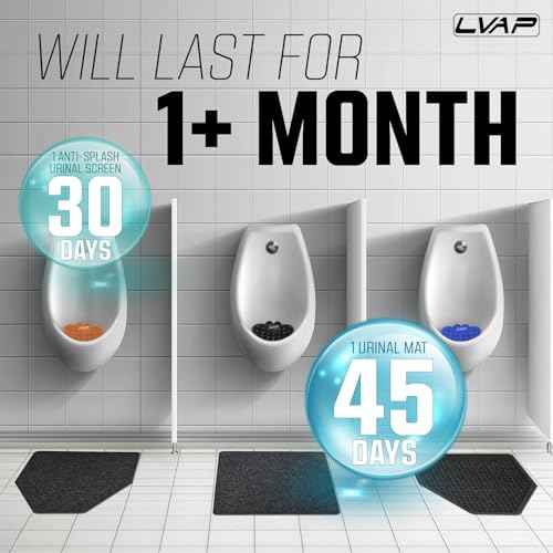 Urinal Mats (8 Pack - Rectangular) - Disposable, for Bathroom, Non-Slip Black Urinal Floor Mats | Odor-Absorbing Urinal Pads
