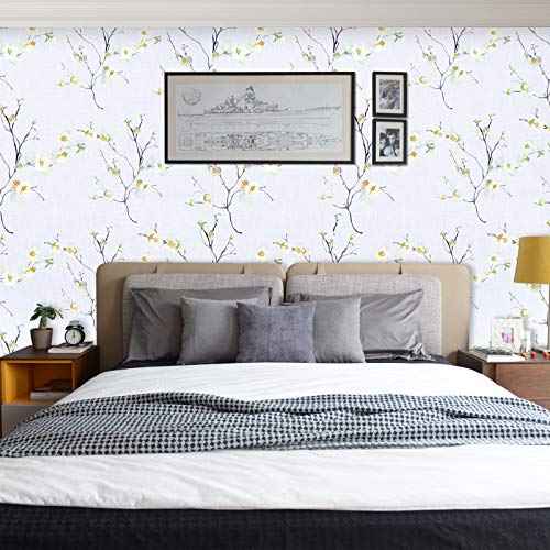 WENMER Beige Floral Peel and Stick Wallpaper - 17.71"x118" Modern Floral Removable Wallpaper for Bedroom, Cabinets, Kitchen Backsplash, Staircase, Shelf Backing