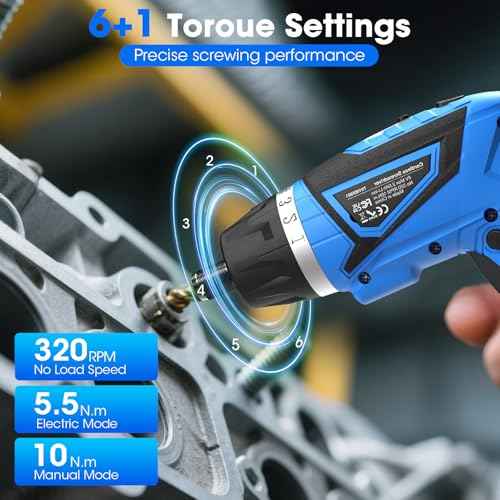 Cordless Screwdriver,8V Electric Screwdriver with 2X 2000mAh Battery,6+1Torque, 10N¡¤m Max Rechargable Power Screwdriver 47pcs Bits, LED Light,Flexible Shaft