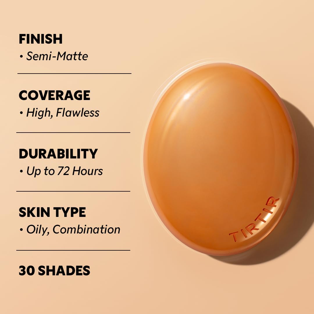 [*Mini Size*] TIRTIR Mask Fit Ai Filter Cushion Foundation | AI-Like Semi-Matte Finish - Up to 72-Hour Medium to Full Coverage Korean BB Cushion Make up Beauty, #39W Caramel, 0.15 Fl Oz