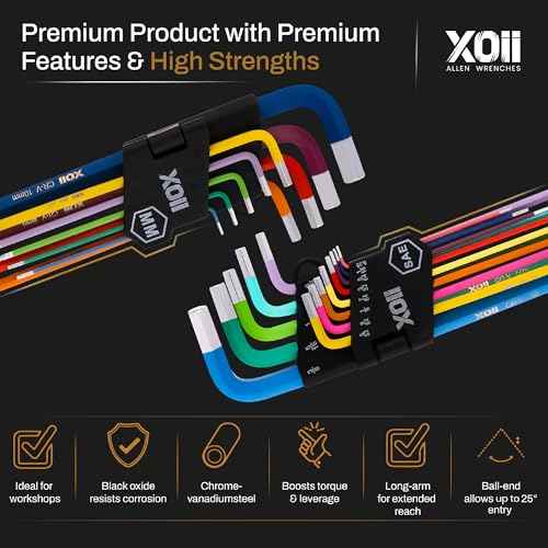 Upgraded allen wrenches Sets 22PCS (Metric & SAE) ? Extra Long Arm allen key set with Ball End ? Durable Hex tool Set with Color-Coded Sleeves ? Ergonomic hex keys