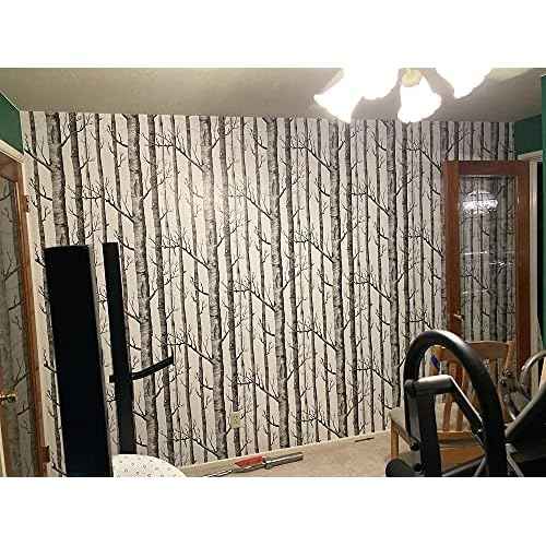 Birch Tree Peel & Stick Shiplap Black/White Removable Wallpaper - Self Adhesive, Waterproof & Shelf Liner - Home Decoration - 17.7" x 118"