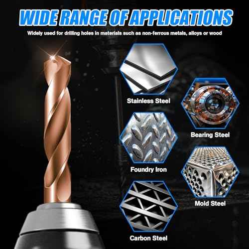 Solid Carbide 3/16" Drill Bits, Tungsten Carbide Drill Bit Set with TISIN Coated, Metal Drill Bit Set for Stainless Steel Hardened Steel Cast Iron Alloy Copper, 2 Pcs