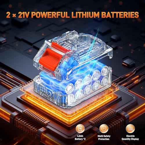21V Cordless Impact Wrench, 1/2" Brushless Impact Driver Kit 516Ft-lbs (700N.m) with 2*4.0Ah Batteries,4 Sockets,10 Drill Bits,High Torque Electric Impact Gun for Car Tire Truck RV Mower