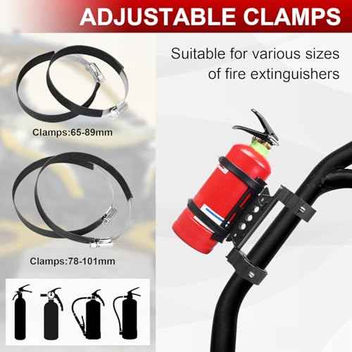 Quick Release Roll Bar Fire Extinguisher Mount Holder Bracket Kits Compatible with for UTV Polaris RZR Pioneer Can Am Maverick X3 Commander Talon ATV Jeep Wrangler with 1''-2'' Roll Cage