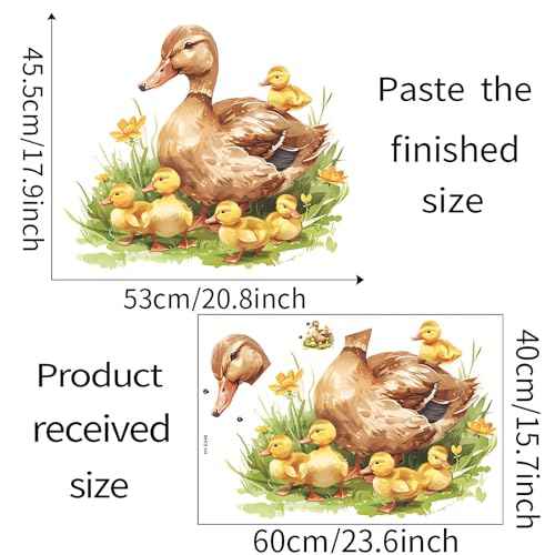 Mother Duck and Ducklings Wall Stickers, sacinora Warm Farm Idyllic Wall Decals Removable Vinyl Peel and Stick for Kids Baby Nursery Living Room Bedroom Playroom Toddler Room Art Decorations