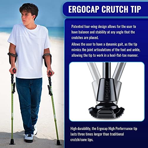 Ergobaum® Prime7TH Generation by Ergoactives. 1 Pair (2 Units) of Ergonomic Forearm Crutches - Adult 5' - 6'6'' Adjustable (Gray)