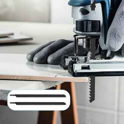 2PCS T1044DP Jigsaw Blades for Wood Contractor 10 in Jig Saw Blades Set 6 TPI Precision for Quick Cutting Wood, Hardwood, Plywood, Plastic, Metal, Black