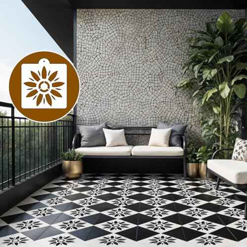 16 Pcs Wall Stencil Set, 8X8 Inch Wall Stencils for Painting with O-Ring Hook, Talavera Stencil for Painting on Furniture, Floor, Walls, Canvas, Resuable Tile Stencils for Home D?cor