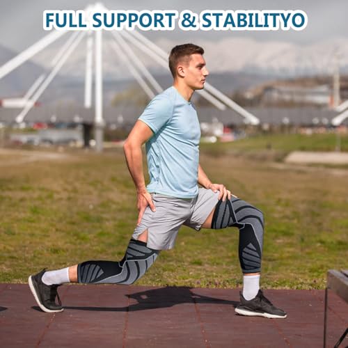 Flytex Full Leg Compression，Full leg sleeve long compression leg sleeve knee sleeve to protect legs for men and women basketball, arthritis cycling sports.(2PCS,M)