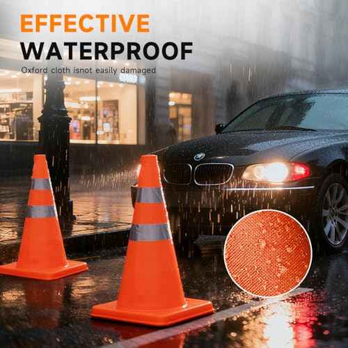 SHAREWIN Collapsible Traffic Safety Cones, [4 Pack] 28 Inch Orange Cones, Multi Purpose Pop-up Cones with Reflective Collar for Road Safety, Driving Training, Parking lot