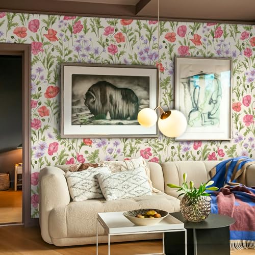 Peel and Stick Wallpaper for Home Decoration Kitchen Luxuriant Blossoms Wallpaper Removable Vinyl Self Adhesive Shelf Paper & Drawer Liner Roll House, Workshop & Office 17.3" x 118" SM-077-3