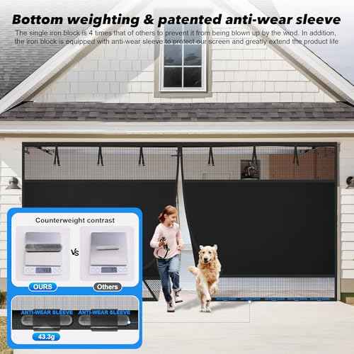 Privacy Garage Door Screen Blackout for 2 Car Garage-16x7FT Magnetic Garage Screen, 9.6LB Heavy Duty Thicker 265g/§³ Mesh, Hands Free, Magnetic Privacy Garage Screen Door(Black, 16 * 7FT)