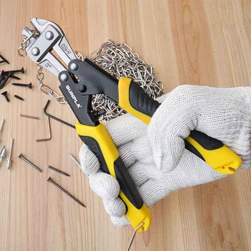 Gunpla Mini Bolt Cutter 8-inch/210mm Heavy Duty Spring Loaded with Non-Slip Rubber Handle Wire Cable Bolts Cutters, Clipper Snips Stainless Steel Tool for Padlock Chain Wires Mesh Screw Fence Rivets