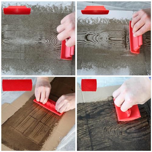 Wood Graining Tool, 4 PCS Wood Grain Tool Set, Rubber Empaistic Wood Texture Painting Tool for DIY Wall Room Art Paint Decoration