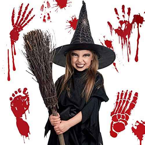 Outus 152 Pcs Halloween Stickers Footprints Window Floor Decal Splats Wall Stickers for Halloween Winter Holiday Party Decorations, 12 Sheets