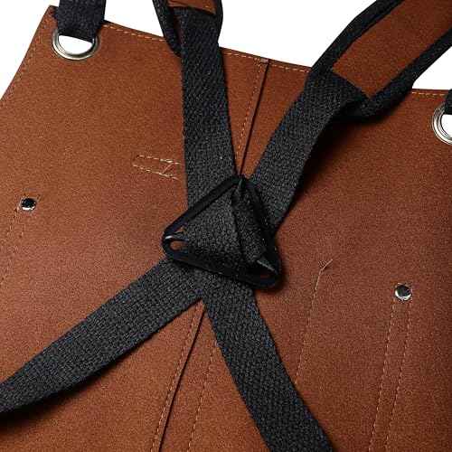 Flame Retardant And Waterproof 6 Pockets Leather Tool Apron for Outdoor Woodwork, Grilling,24'' X 36''