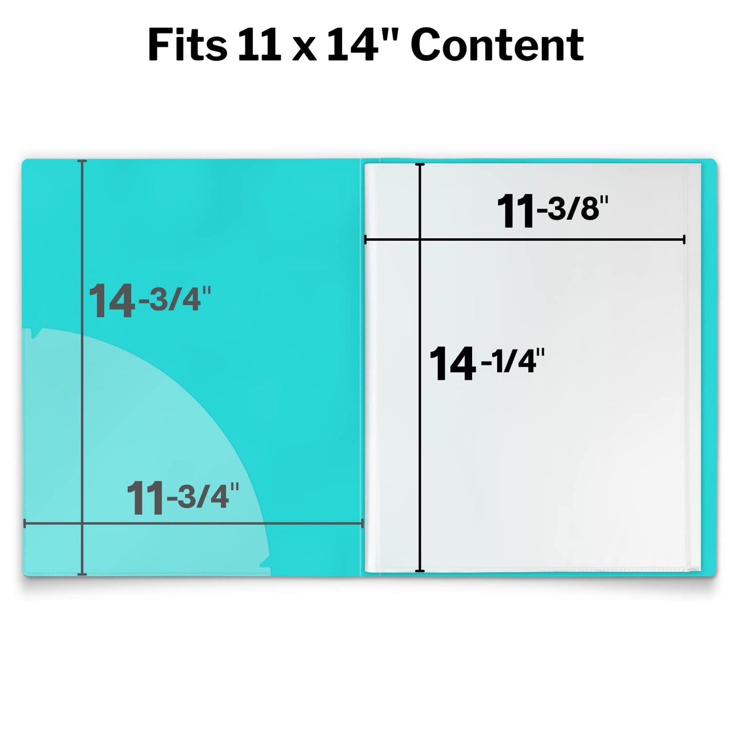 Dunwell 11x14 Art Portfolio Folder (Aqua), Presentation Binder with 24 Pockets, Large 11 x 14 Portfolio Binder, Acid-Free Poly Cover and Sleeves