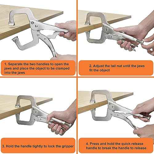 6 Pack 11 Inch C Clamp Locking Pliers,Locking C Clamp, Adjustable Nickel Plated C Pliers For Wood Working, Welding, Electrician Maintenance and more, by GENHAKON