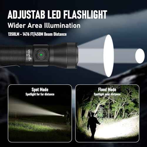 ULTRAFIRE Tactical Flashlight with Holster, 1350 High Lumens Law Enforcement & Police Flashlight, Rechargeable Bright Zoomable LED Flash Light with Duty Belt Holster E5