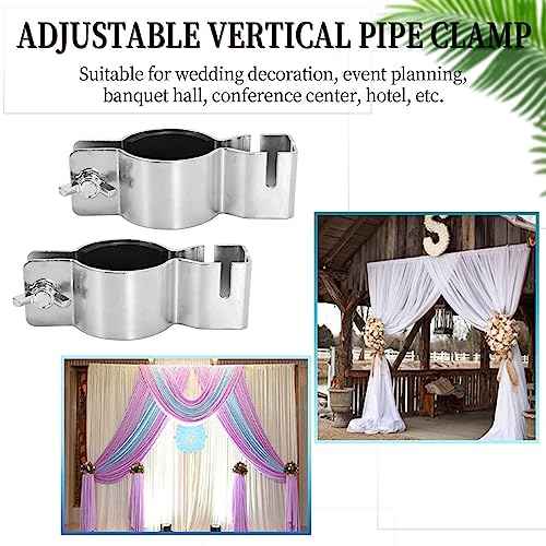 UOIENRT 2 Pack Pipe and Drape Clamps, 3 Way Extra Double Crossbar, Drape Support Clamp for Wedding Decoration, Party