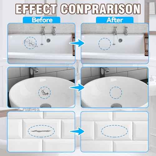 Tub and Tile Touch Up Paint, High-Gloss White Paint, Quick-Dry Repair Solution for Scratches and Chips on Bathtubs, Tiles, Sinks, Toilets, Porcelain, Enamel, Acrylic, and Cast Iron Surfaces
