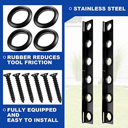 Dunzy 4 Sets 6-Tool Landscape Trailer Rack for Lawn Equipment 6 Hole Hand Tool Storage Rack Landscaping Shovel Holder for Truck with Rubber Grommets and Mounting Hardware Accessories, Black