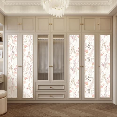 Pink Floral Wallpaper Peel and Stick, Boho Self Adhesive Removable Wall Paper for Bedroom Home Decoration 17.7 x 118 Inch