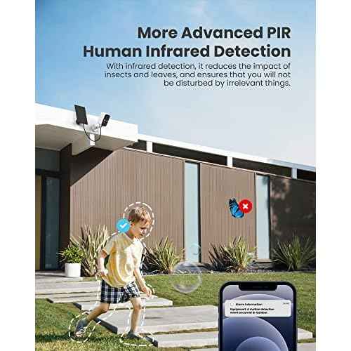 FOAOOD Solar Panel Security Cameras Wireless Outdoor - Battery Powered Cameras for Home Security WiFi Camera Surveillance Indoor System Floodlight Night Vison Alarm Motion Sensor Light Door Cam