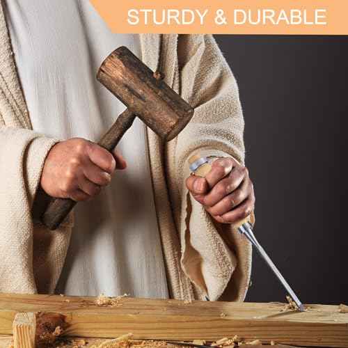 4 Piece Wood Chisel Set, Sturdy Carton Steel Chisels with Wood Handle, Wood Tools for Woodworking and DIY Projects (6mm, 12mm, 18mm, 24mm)