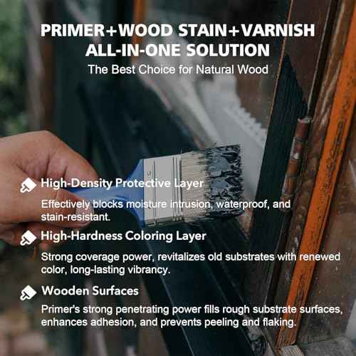 Black Wood Furniture Paint 7.1oz - Water-based & Low Odor All-in-One No Sanding - Cabinet Paint - Matte Finish Indoor Outdoor Liquid Wood for Cabinets, Doors, Tables and Dressers