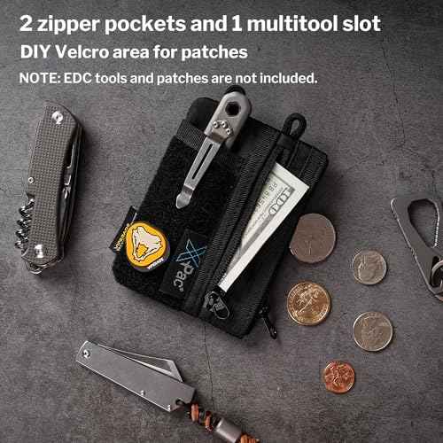VIPERADE VE18-S Small EDC Pouch, Mini EDC Pocket Organizer for Men, EDC Pocket Organizer, 3 Slots with 2 Zipper Pockets Multitool Pouch