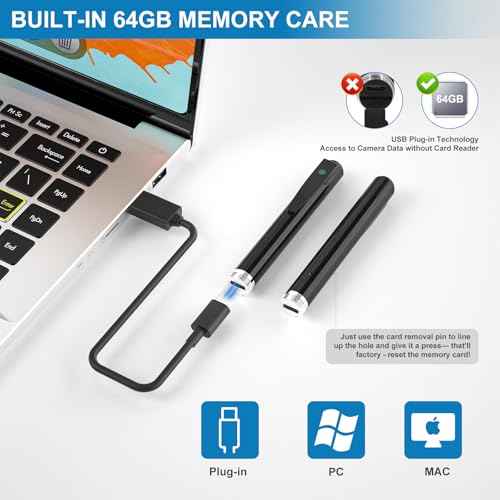 Hidden Camera Pen,Secret MINI Camera with Built-in 64GB Memory,HD Body Video Recorder Camera for Indoor Meeting Classroom Learning