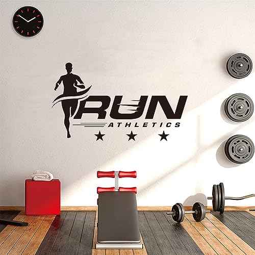 Track and Field Running Wall Decals ? Inspirational Sports Quotes for Kids' Room ? Motivational Wall Art for Boys and Girls ? Size: 17"x30" inch (Black-JWH363-Run)