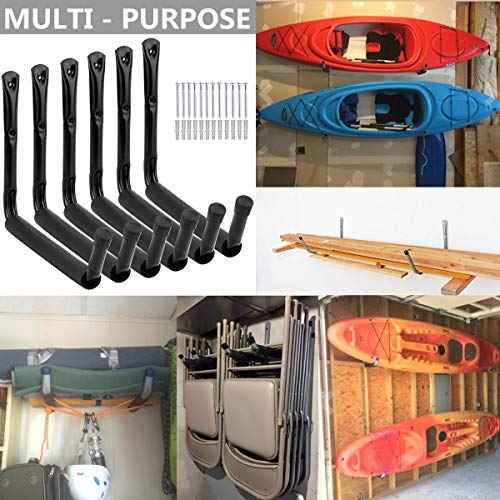 Garage Storage Jumbo Arm Hook Heavy Duty Wall Mount Organizer Utility Garden Hanger with EVA Protector (6 Pcs 10" J Hooks)