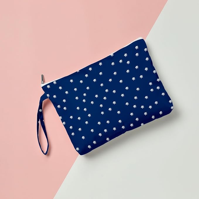 Fokongna Travel Makeup Bag - Zipper Pouch for Women, Sister, Friends - Beach, Pool, Yoga, Gym Clothes, Swimsuit, Diapers - Ocean, Sea, Shells, Starfish