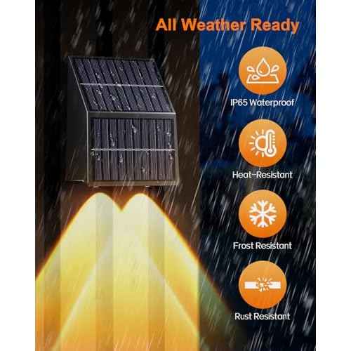 Super Long Lasting Solar Fence Lights, Dual Solar Panels, Better for Winter and Rainy Days, Outdoor Waterproof, High Brightness Solar Lights for Stair,Step,Yard,Patio,Backyard,Wall (8 Pack)