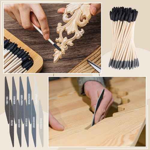 40 Pcs Model Sanding Sticks Set Include 10 Polishing Sticks Assorted 30 Double End Matchsticks Fine Detailing Sanding Twigs Coded Abrasive Tools for Tight Spaces Models(Double Angle)