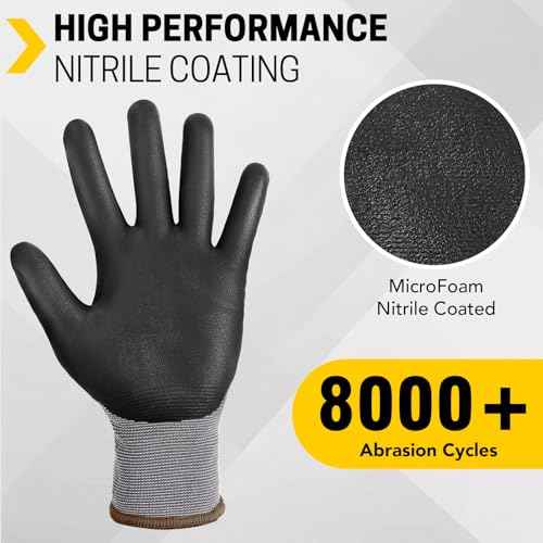 Safety Work Gloves,16 Pairs Micro-Foam Nitrile Coated Glove,Seamless Knit Nylon Gloves,Construction, Gardening(S-XL)
