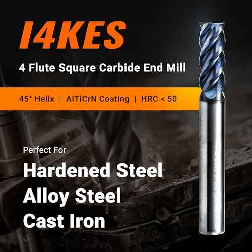 ACCUCUT A4KES 3mm Carbide Square End Mill- 4 Flute Milling Bit Set for Steel, Forge Steel, Hardened Steel, Copper, Alloys & Materials < HRC 50 - AlTiN Coating CNC Router Bit, 45 Degree Helix (3 pcs)