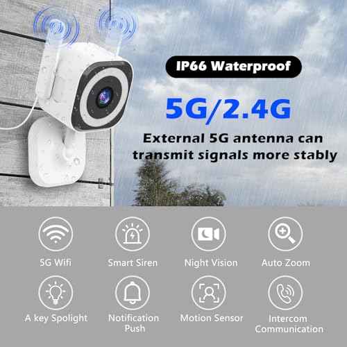 5G Outdoor/Indoor Camera for Home Security,2K Baby Monitor Cameras for Bedroom/Elder/Dog/Pet Security Camera,IP66 Waterproof,Night Vision, Motion Detection, Alarm Siren, Two-way Talk, SD/Cloud -2Pack