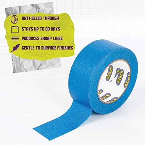 ATack Blue Painters Tape - 3-Inch x 60-Yard, 180 Ft Paint Tape for Walls, Home Painting Supplies, Wide Masking Tape for Arts & Crafts, 3D Printers, Woodworking