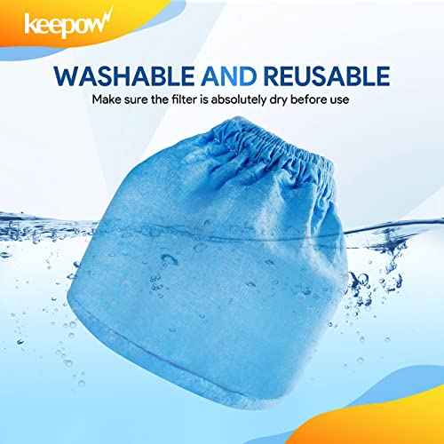 KEEPOW VRC2 Cloth Filter Compatible with Vacmaster 1.5 to 3.2 Gallon Wet/Dry Vacuums, Also Compatible with Shop Vac AA155 AA256 AA255, 2 Pack