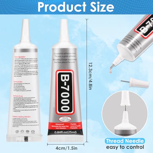 HQMaster Adhesive Sticker Tape, Tweezers, B7000 Adhesive Glue for Use in Cell Phone Repair Double Sided Layer Strong Adhesive Tape Long Roll (2mm x 50 m)